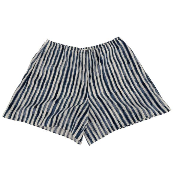 NWT Vince Women's Painterly Coastal Blue Striped Tencel Blend Shorts Size L - Picture 1 of 8